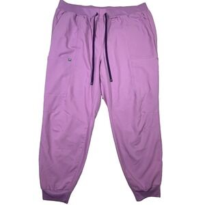Fabletics Scrub Jogger Pants 2X Short Pink Stretch Cargo Medical Uniform EUC